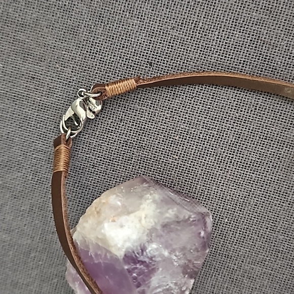 LOFT long necklace multi strand silver peach copper w leather boho - Picture 4 of 8